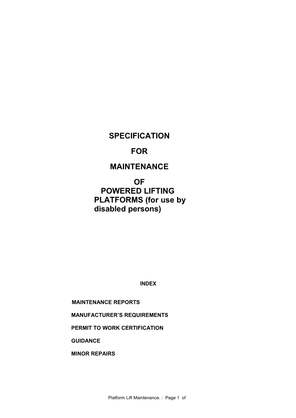 Section I Annual Maintenance Heating Spec