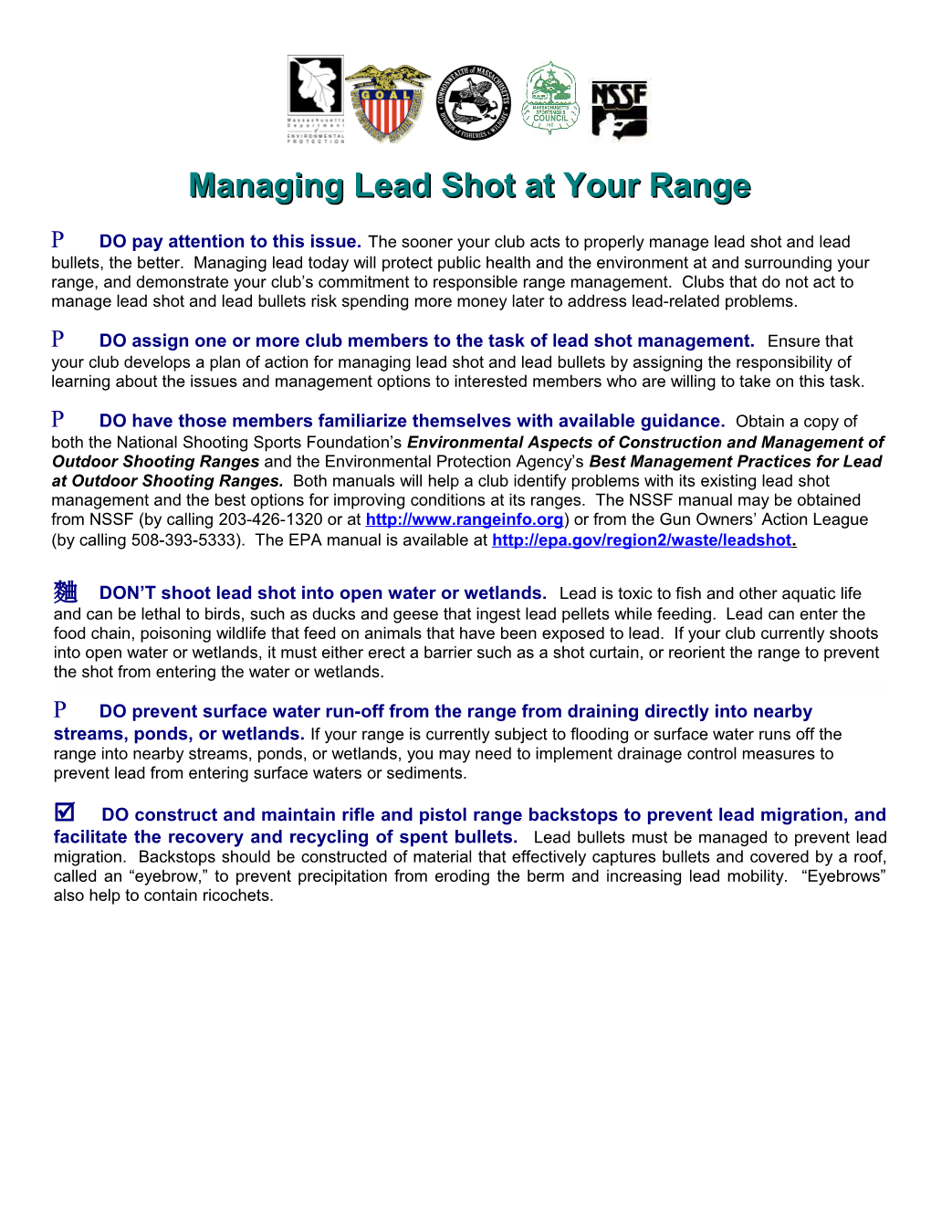 Managing Lead Shot At Your Range