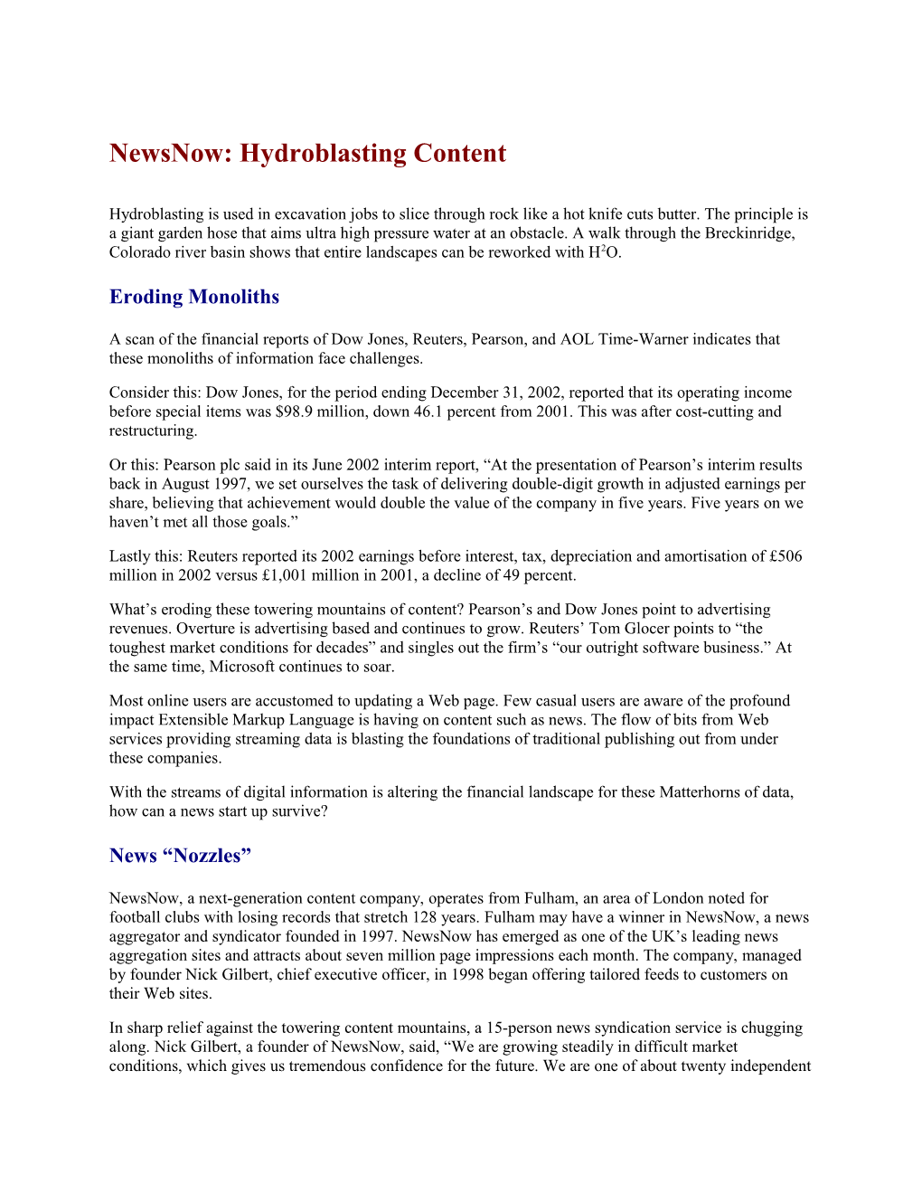 Newsnow: Hydroblasting Content