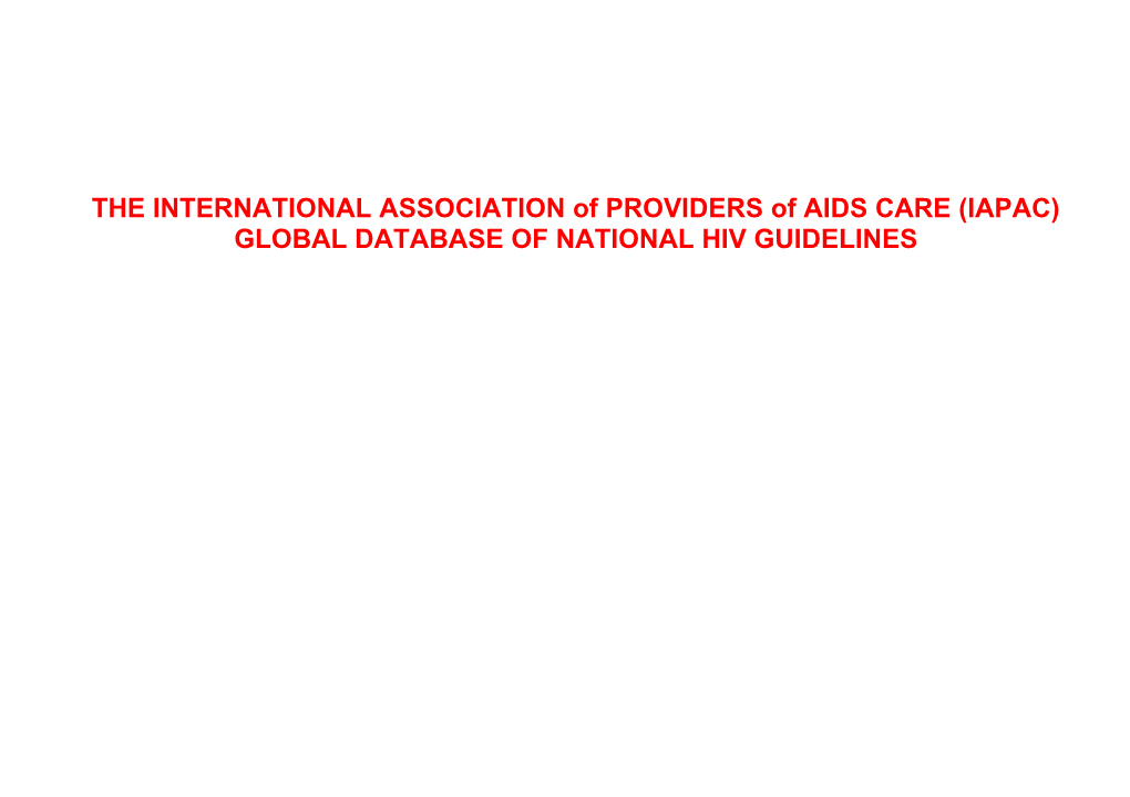 THE INTERNATIONAL ASSOCIATION of PROVIDERS of AIDS CARE (IAPAC)