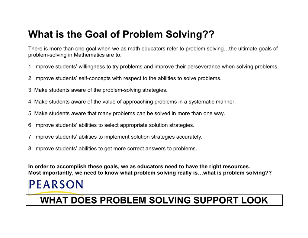 What Is the Goal of Problem Solving