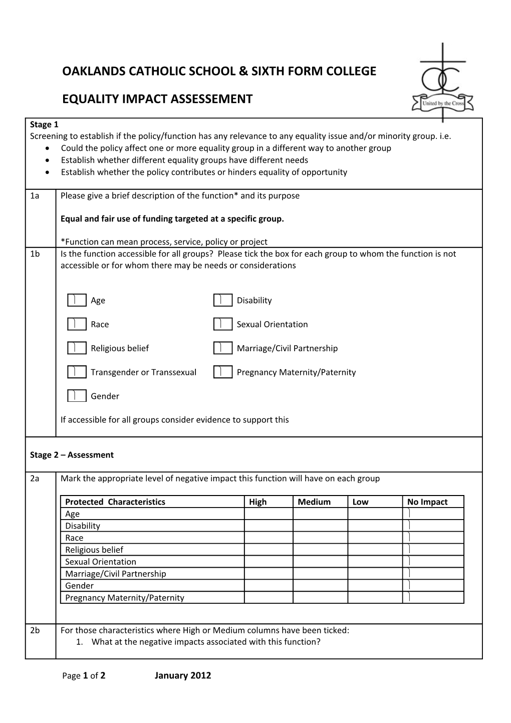 Equality Impact Assessement