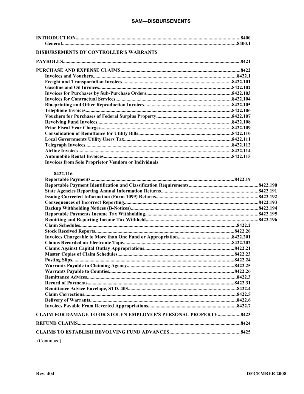 Purchase and Expense Claims 8422