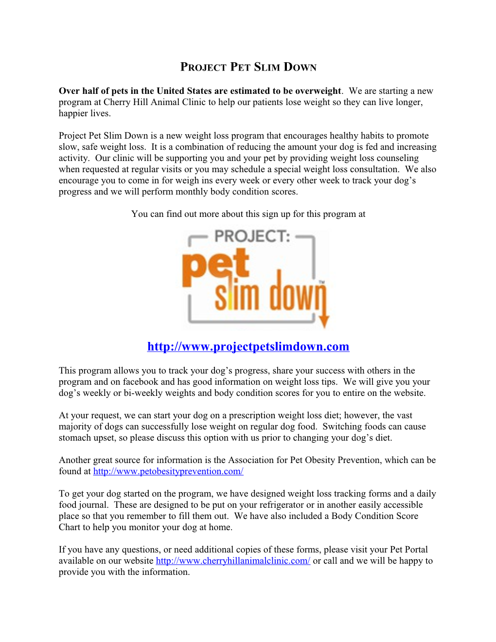 Project Pet Slim Down
