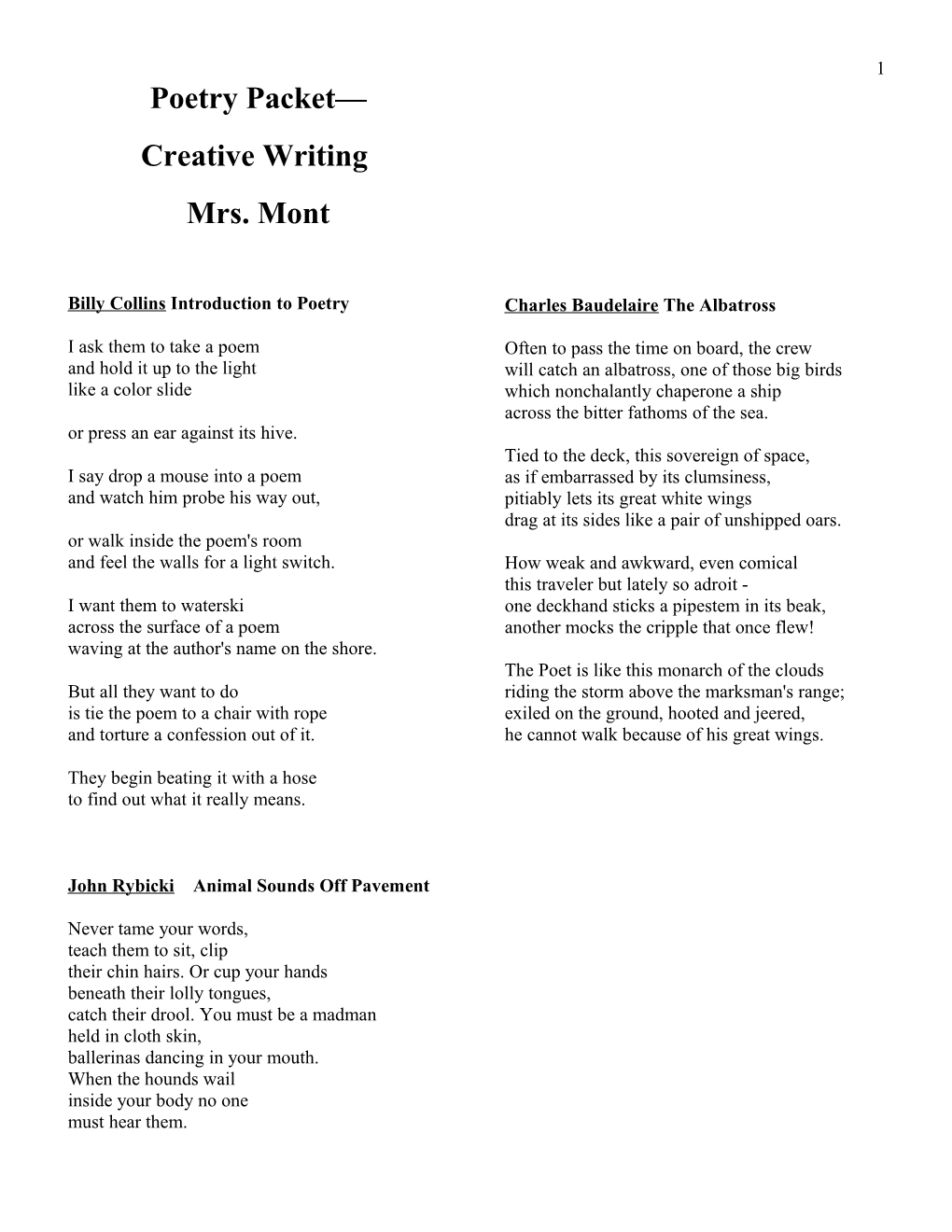 Billy Collins Introduction to Poetry