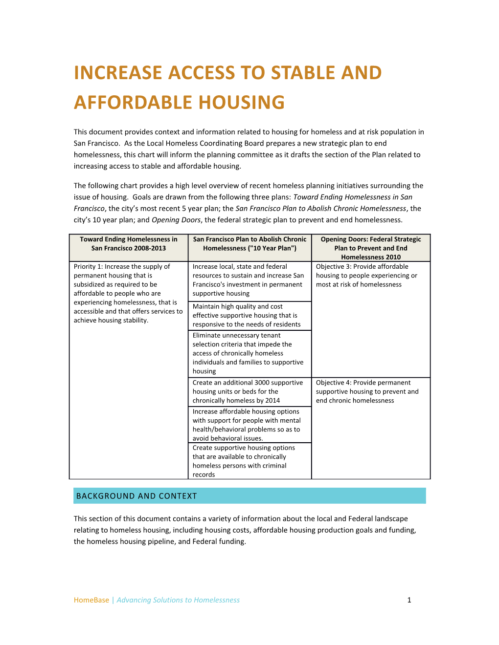 Increase Access to Stable and Affordable Housing
