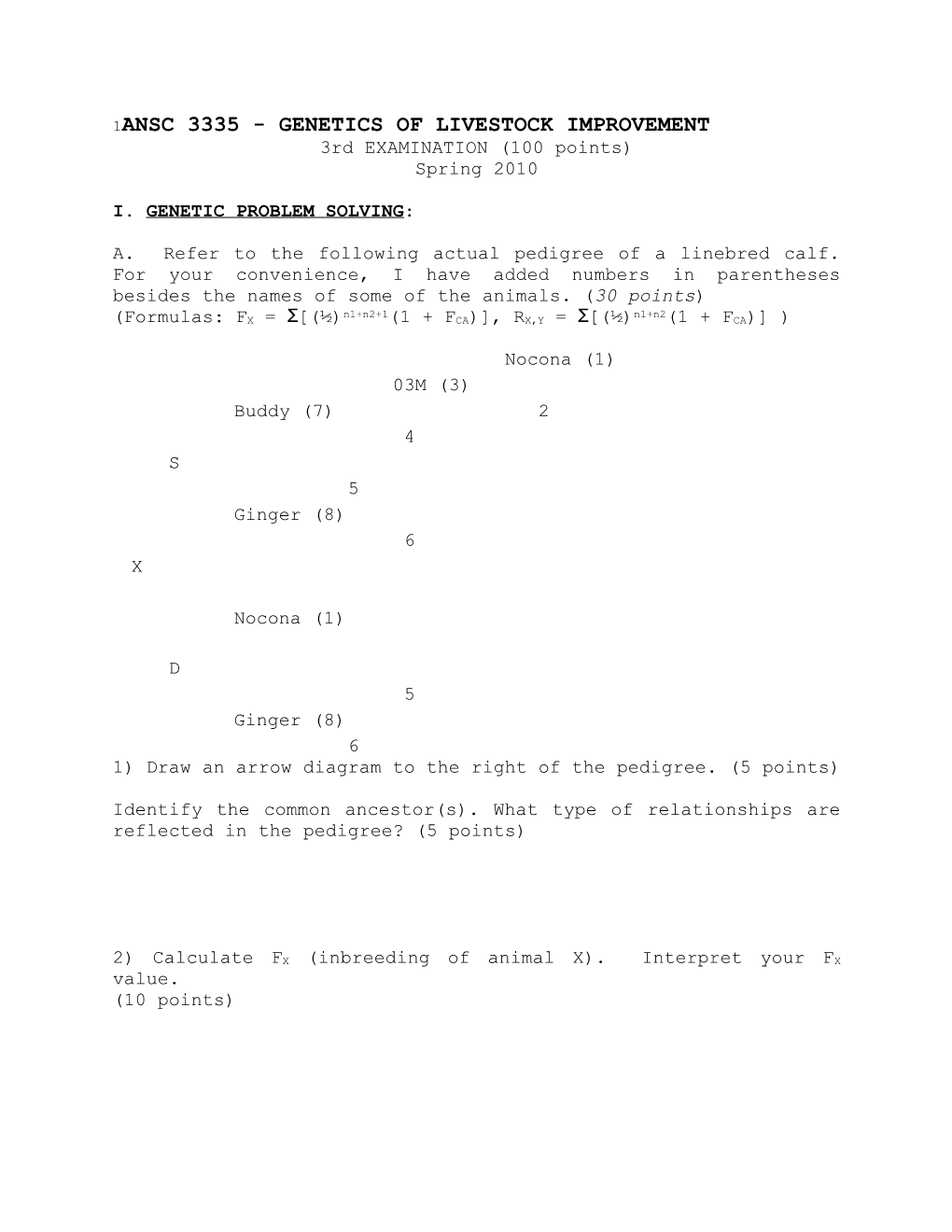 Ansc 3335 - Genetics of Livestock Improvement