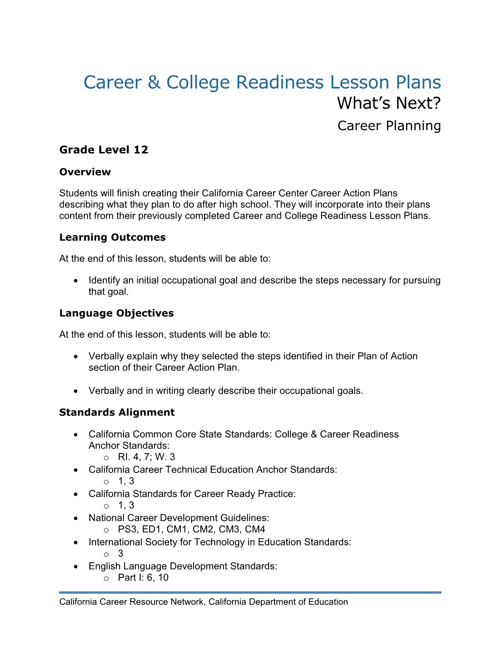 Career & College Readiness Lesson Plans What S Next?