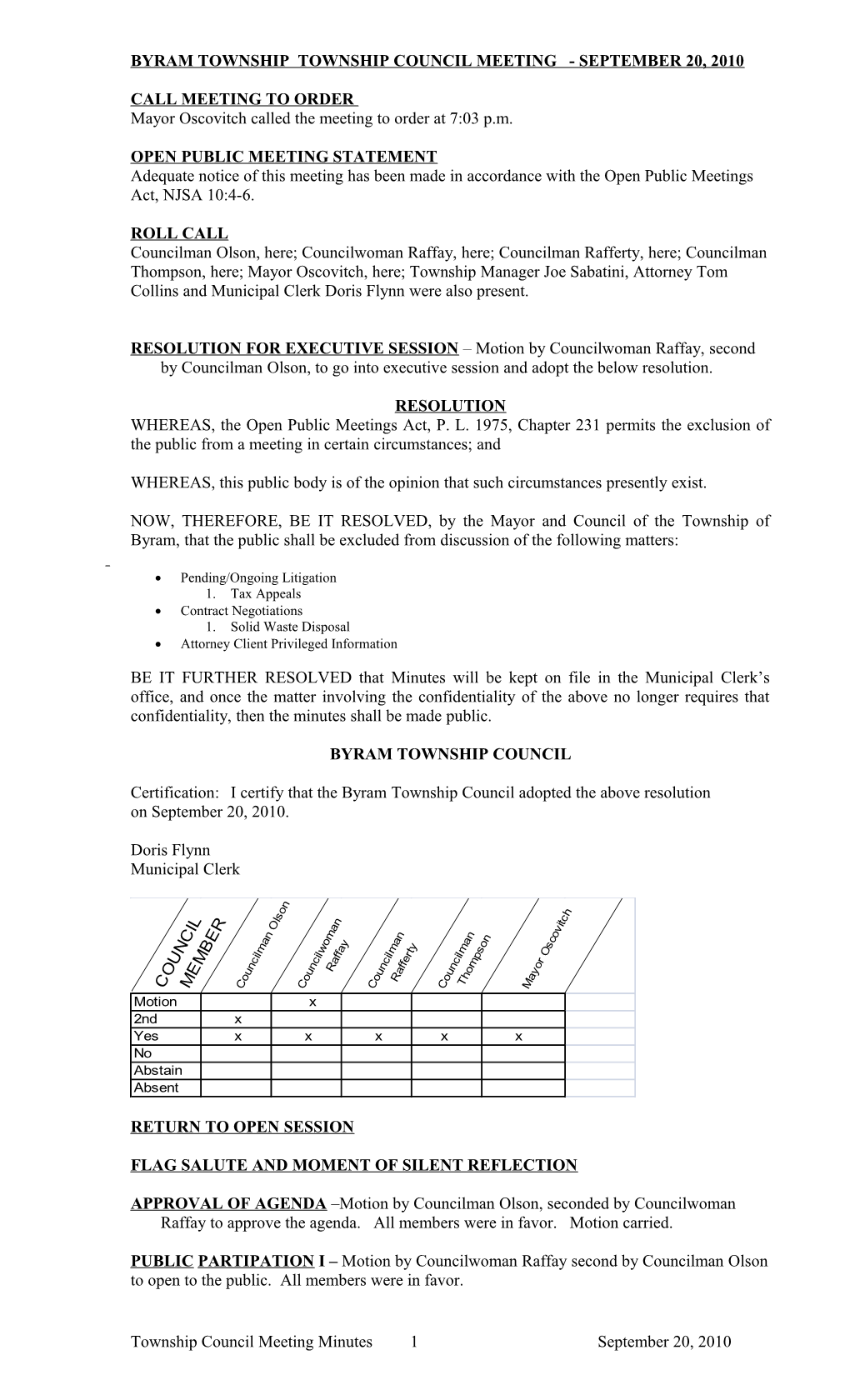 Byram Township Council Meeting September 19, 2005 s2