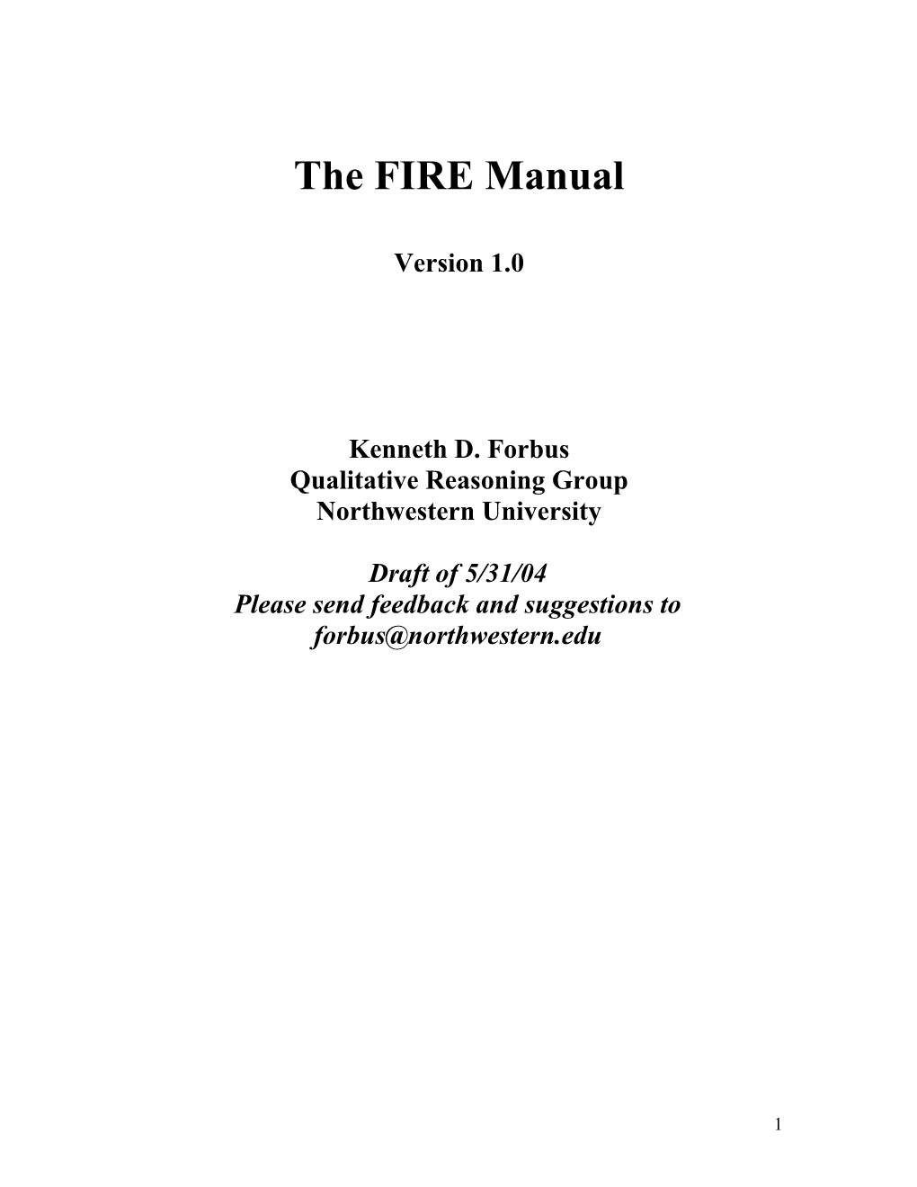 The FIRE Manual