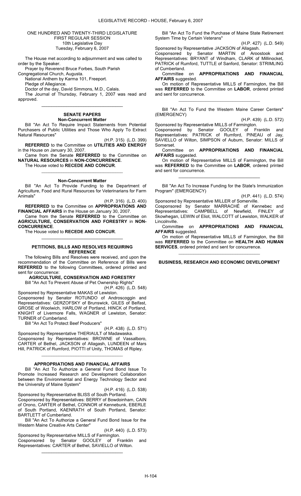 LEGISLATIVE RECORD - HOUSE, February 6, 2007