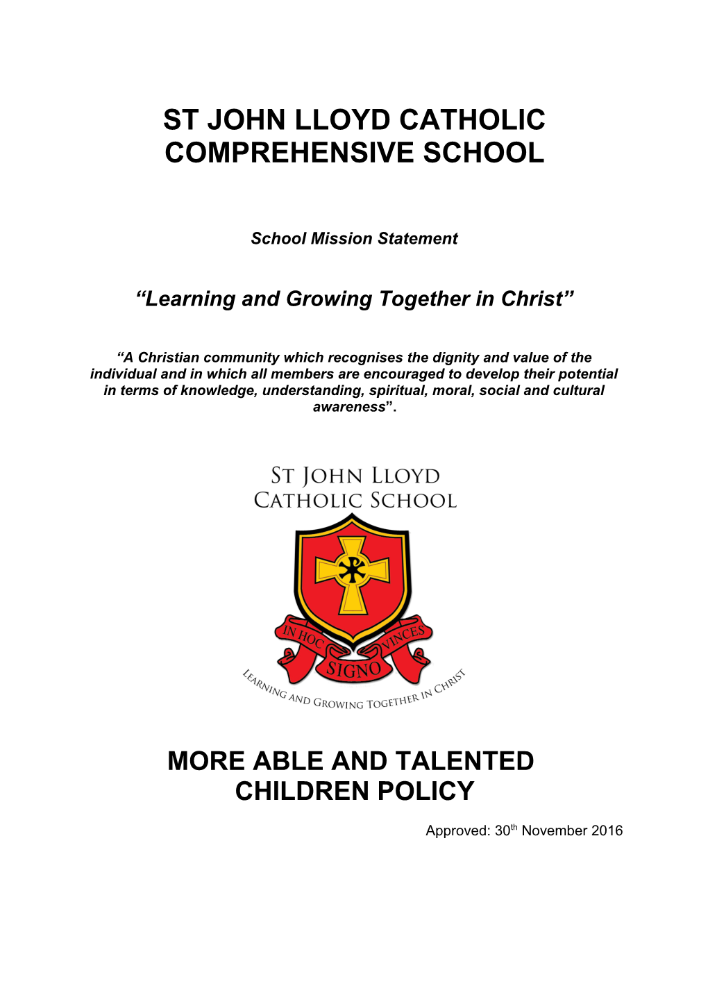 St John Lloyd Catholic Comprehensive School