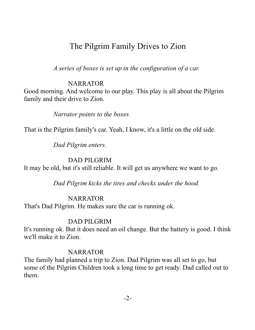 The Pilgrim Family Drives to Zion