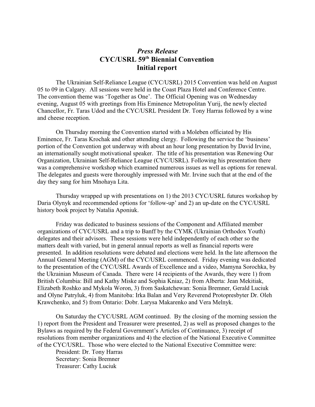CYC/USRL 59Th Biennial Convention