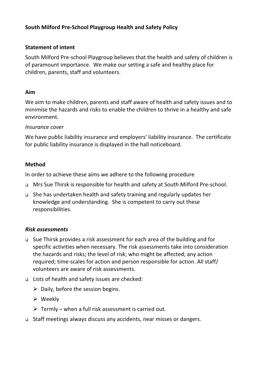 Health and Safety Policy s1