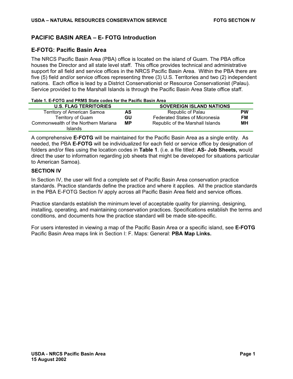 Primary Subjects, Title Number and Symbol for Pacific Basin Area Field Office Technical