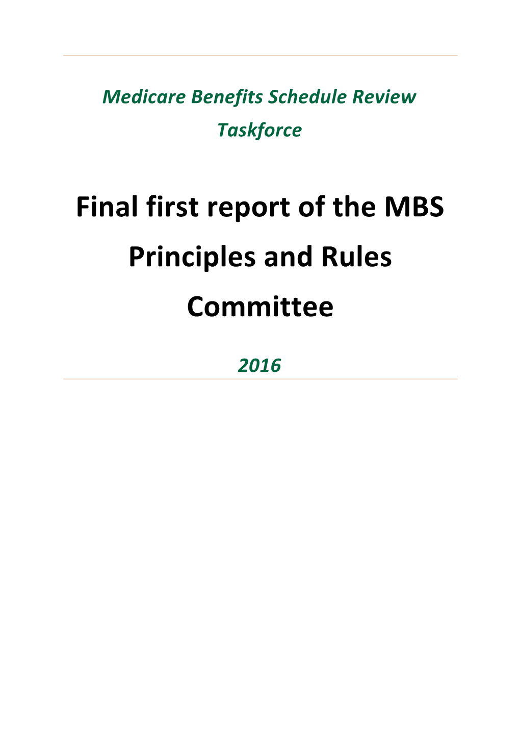 Report from the Principles and Rules Committee