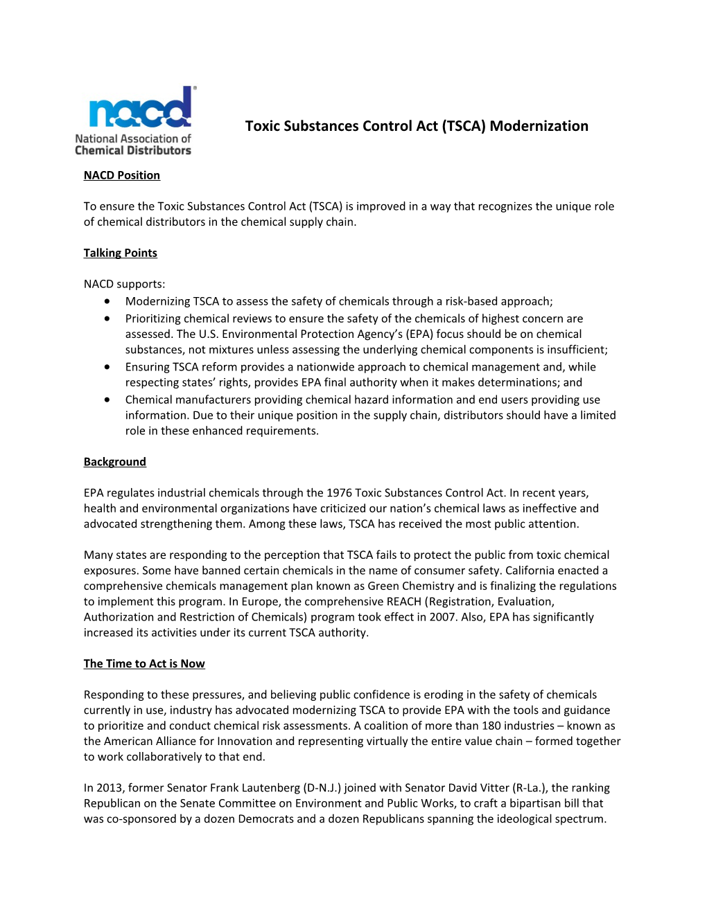 Toxic Substances Control Act (TSCA)Modernization