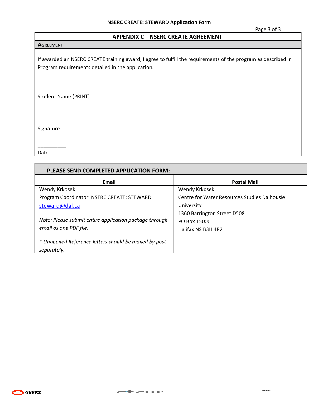 NSERC CREATE: BIOMEDIC Application Form