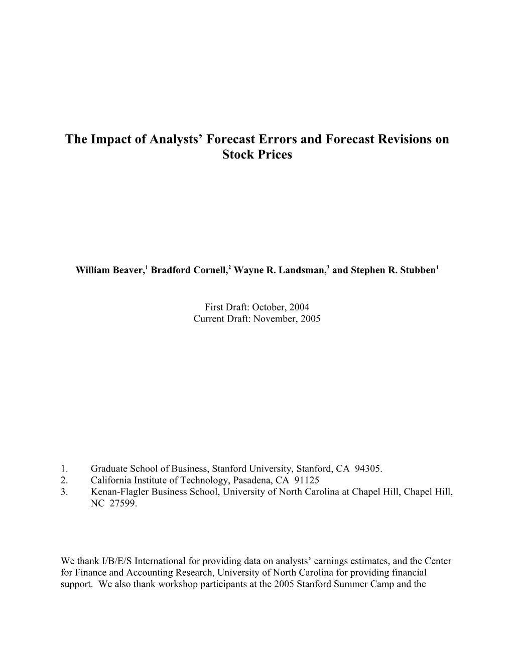 The Impact of Analysts Forecast Errors and Forecast Revisions on Stock Prices