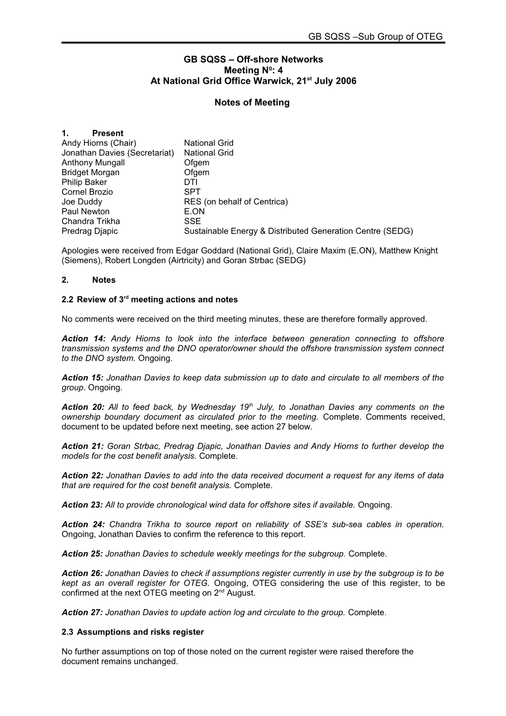 GB SQSS Off-Shore Networks