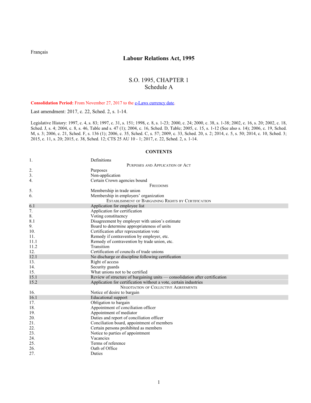 Labour Relations Act, 1995, S.O. 1995, C. 1, Sched. A
