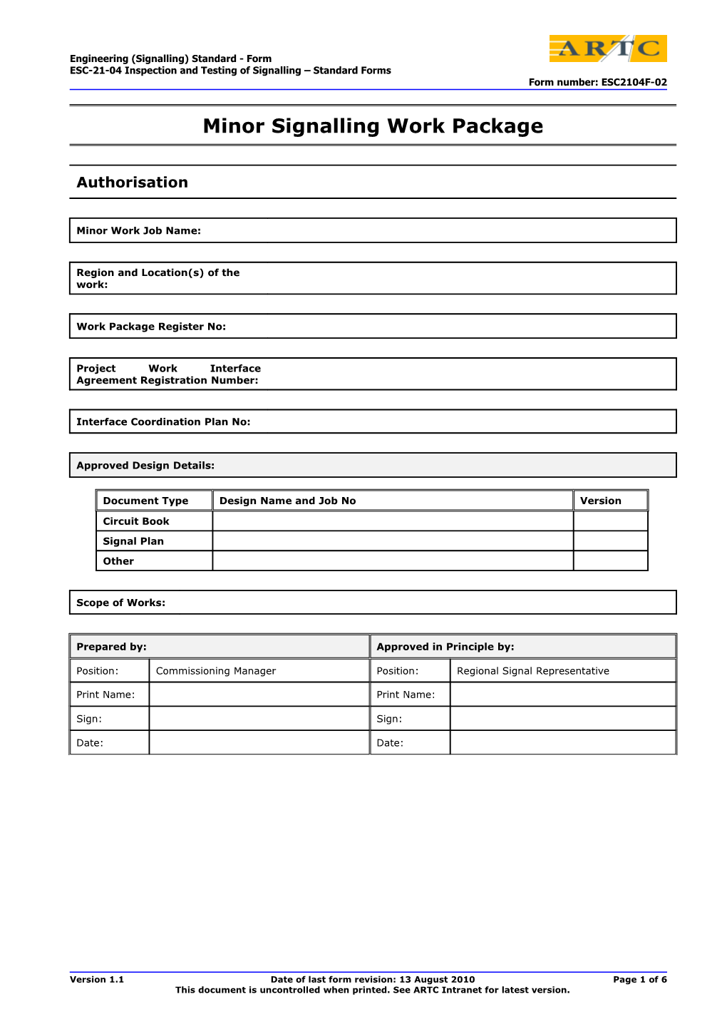 Ete-01-01: Form 1 Rail Break Report