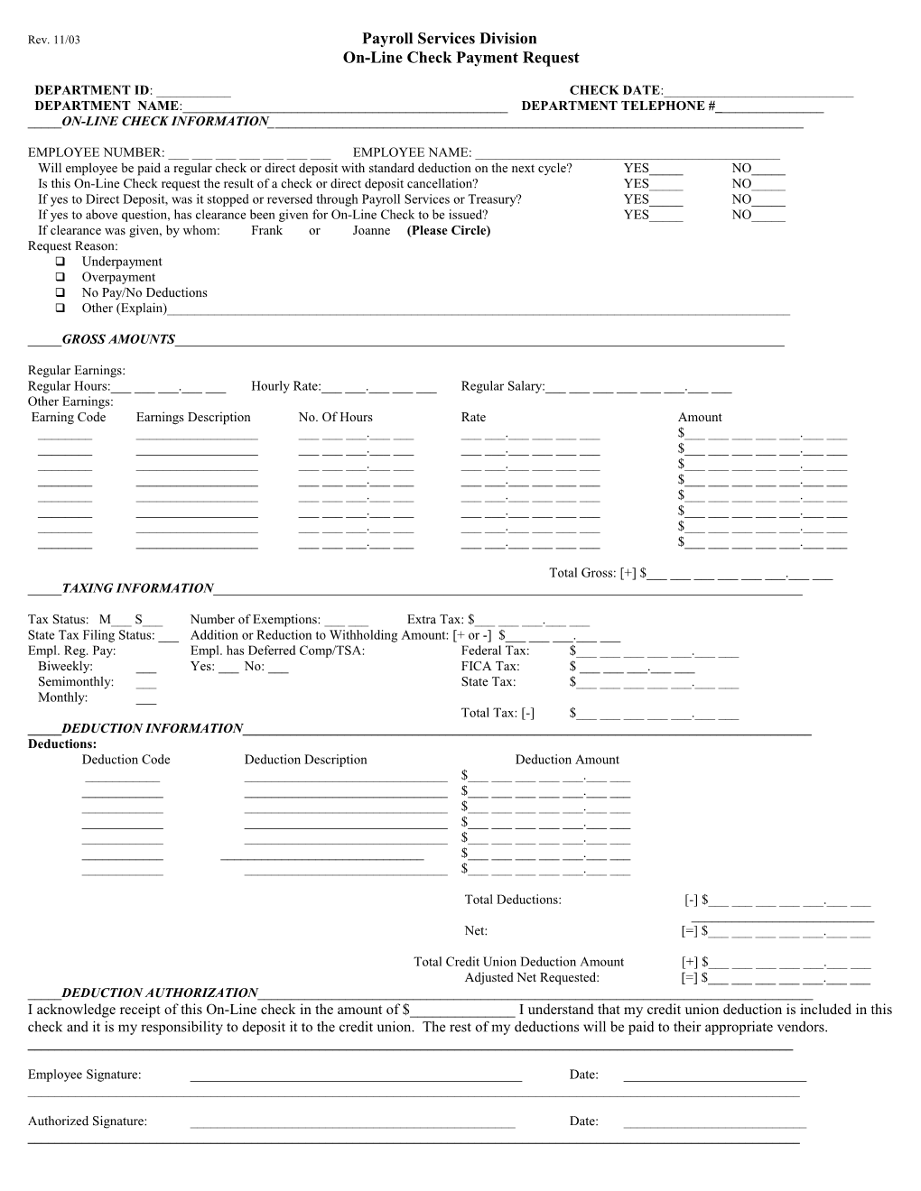 Online Check Request Form