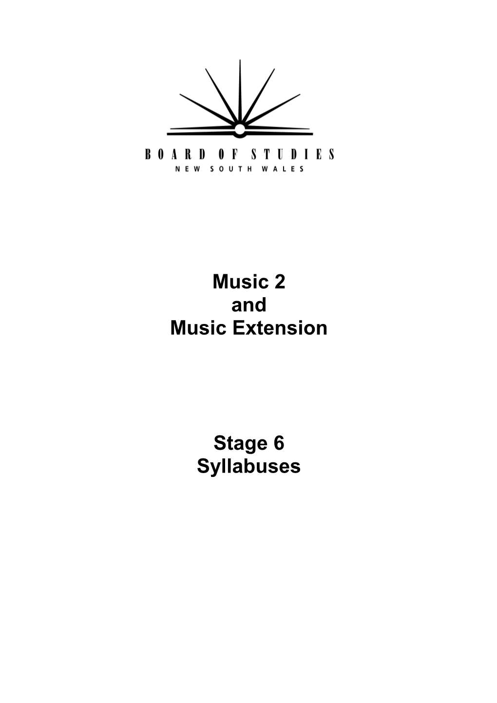 Music 2 And Music Extension Stage 6 Syllabus