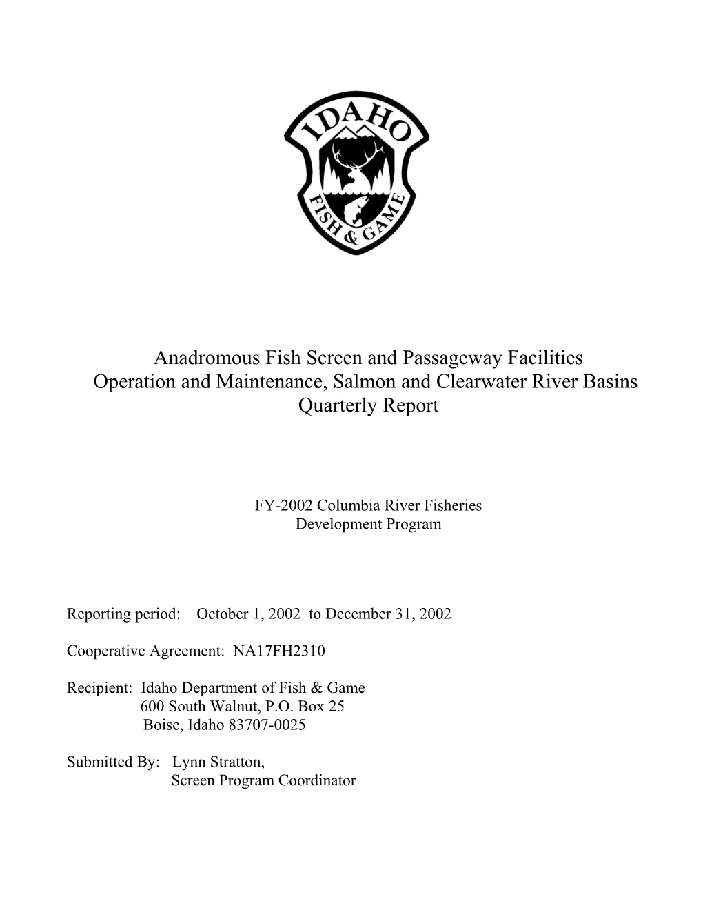 Anadromous Fish Screen and Passageway Facilities