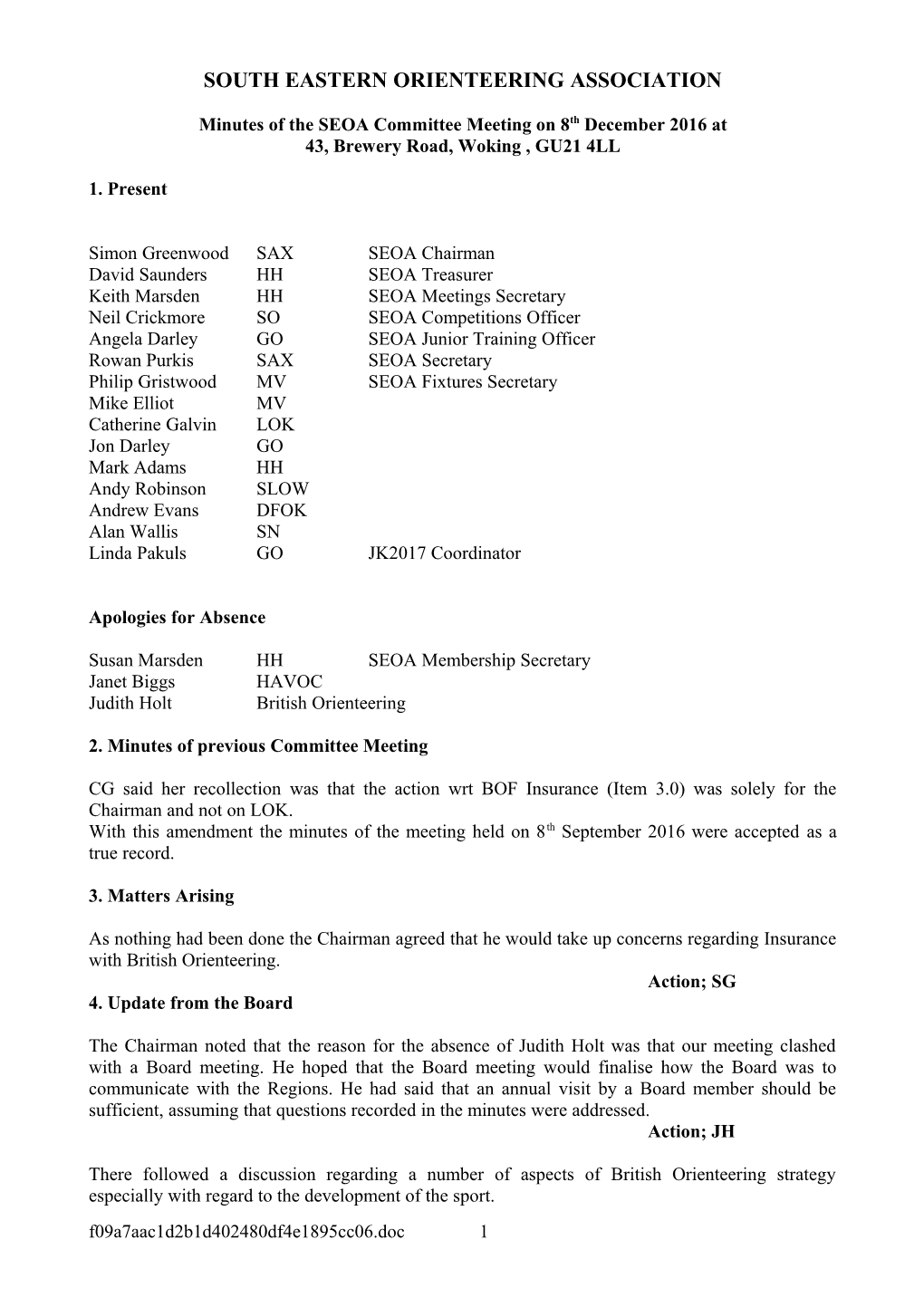 South Eastern Orienteering Association