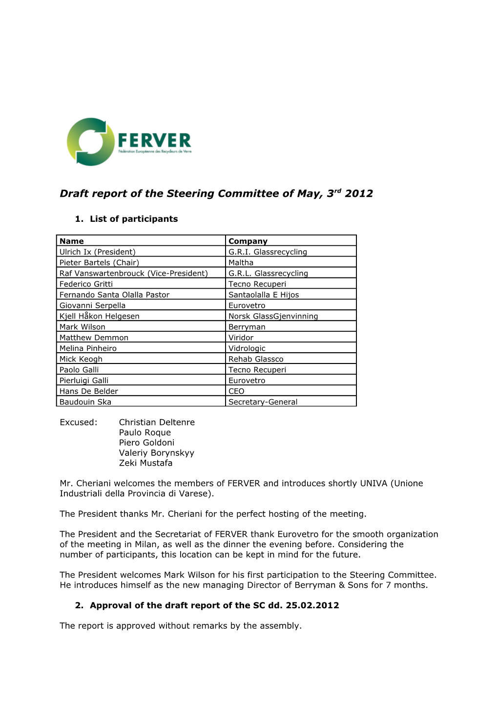 Draft Report of the Steering Committee Ofmay,3Rd2012