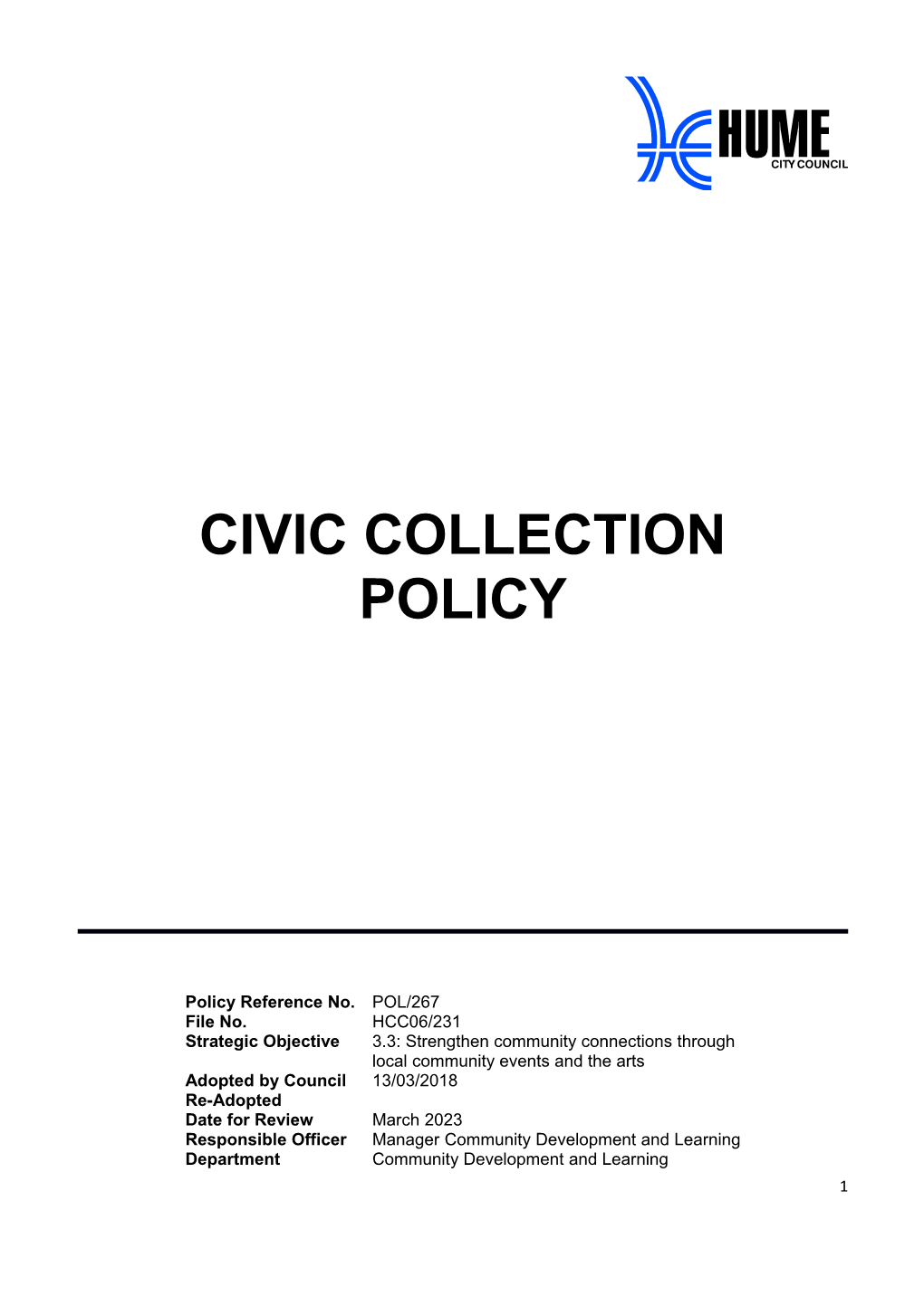 Draft Civic Collection Policy