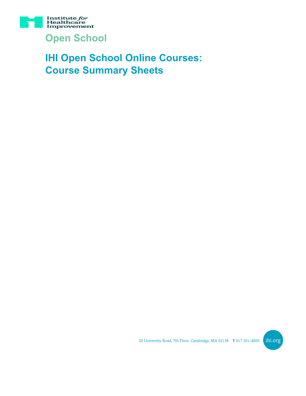 Course Summaries: Open School_Facilitator Template_Putting Patients At The Center Of Care