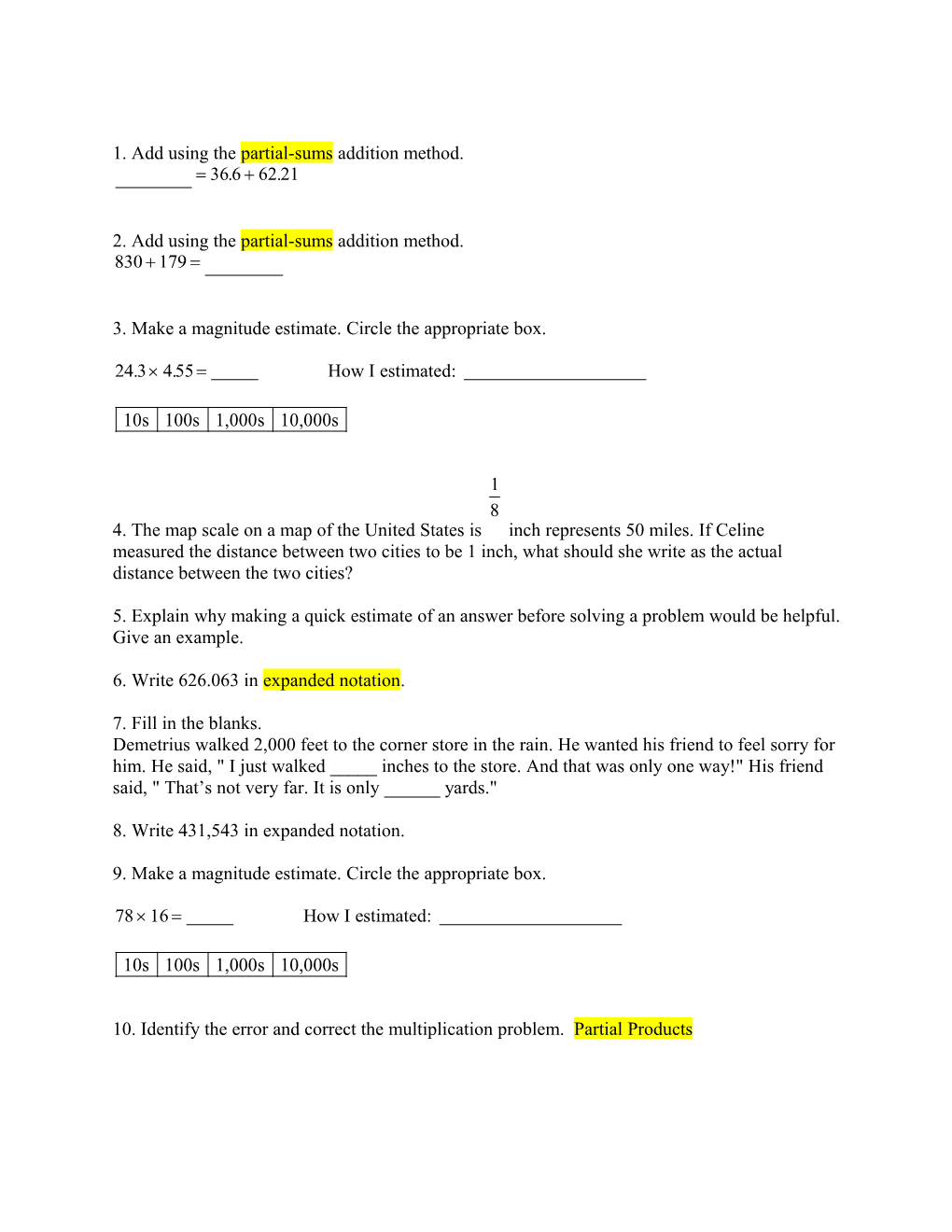 2. Add Using the Partial-Sums Addition Method