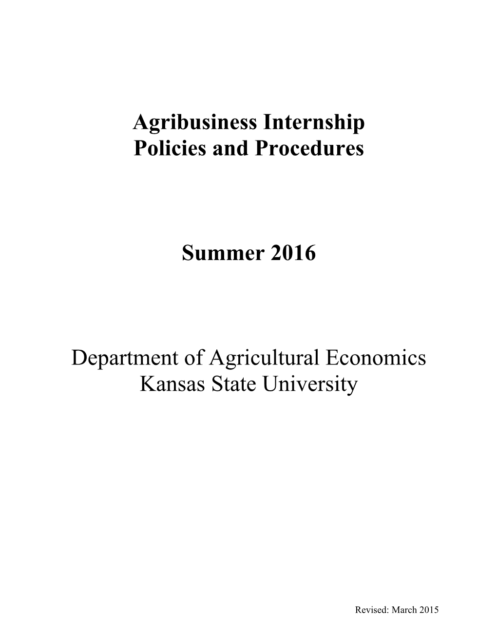 Agribusiness Internship