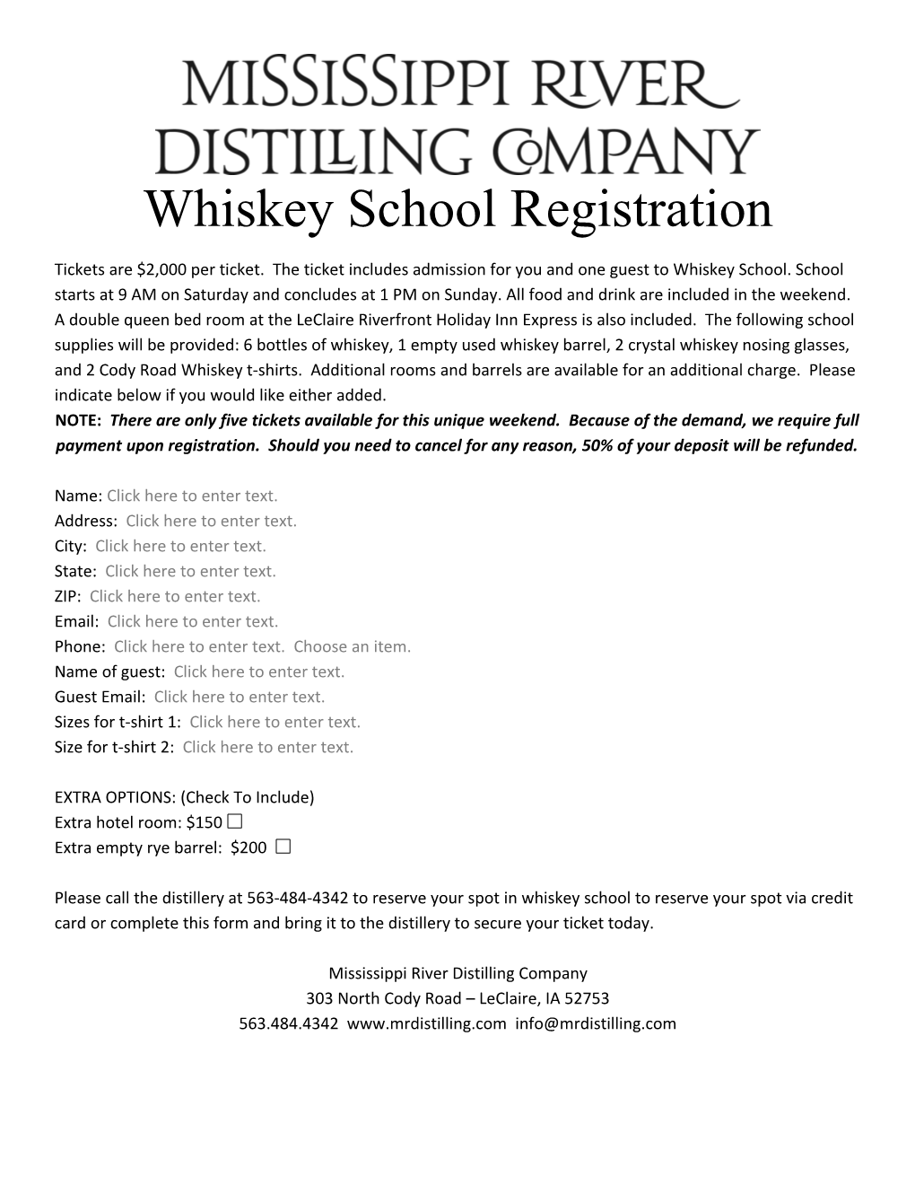 Whiskey School Registration