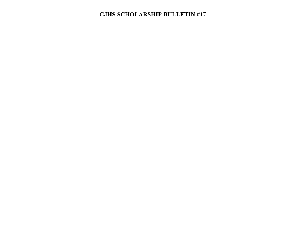 Gjhs Scholarship Bulletin #9