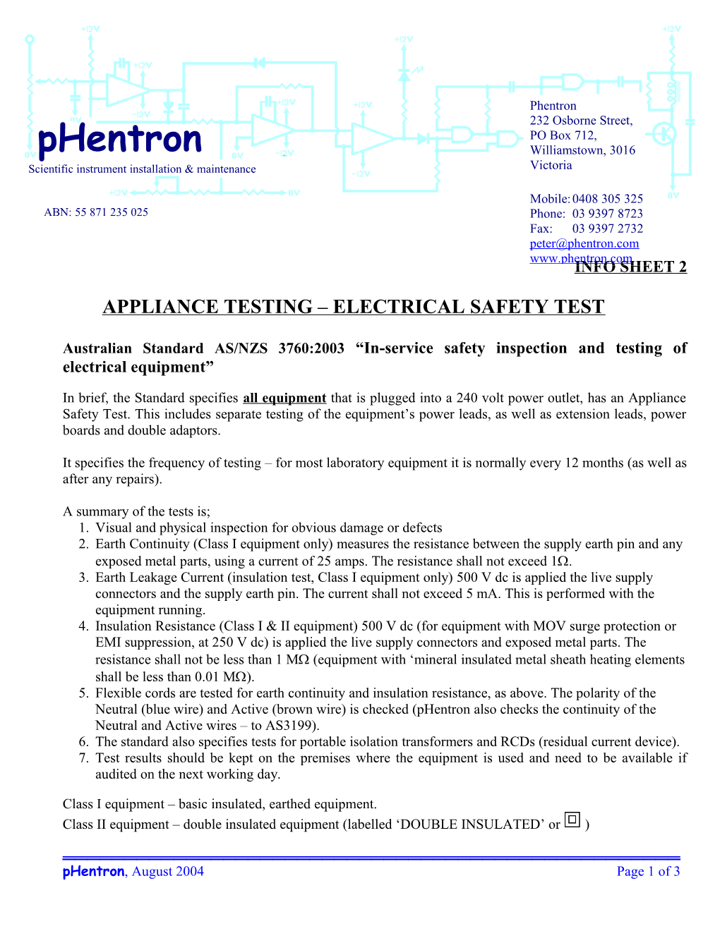 Appliance Testing Electrical Safety Test
