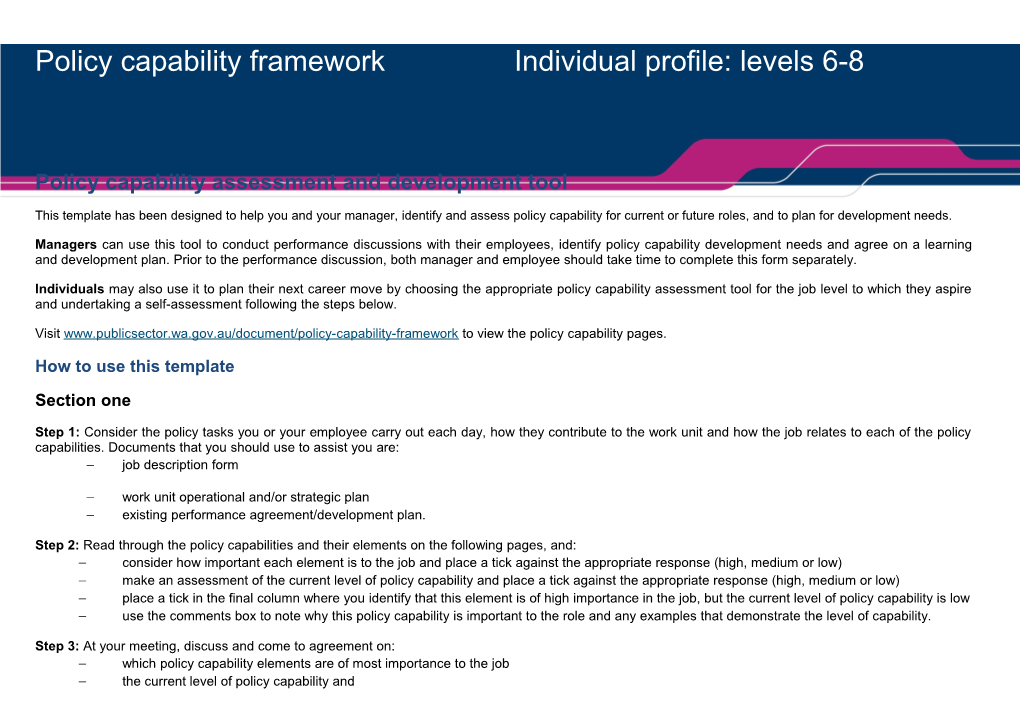 Policy Capability Assessment and Development Tool