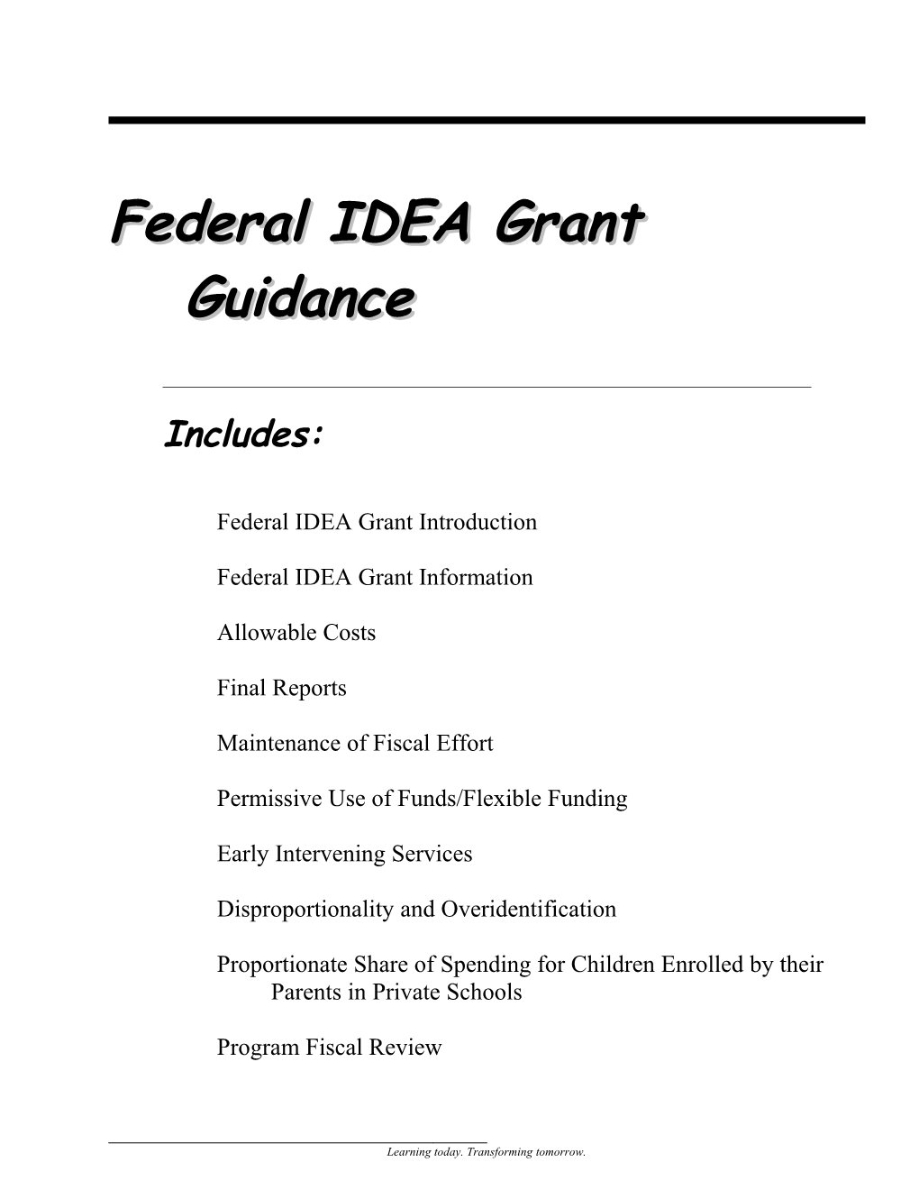 IDEA Federal Grant Guidance