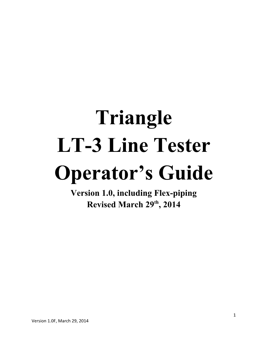 LT-3 Line Tester Operator S Guide