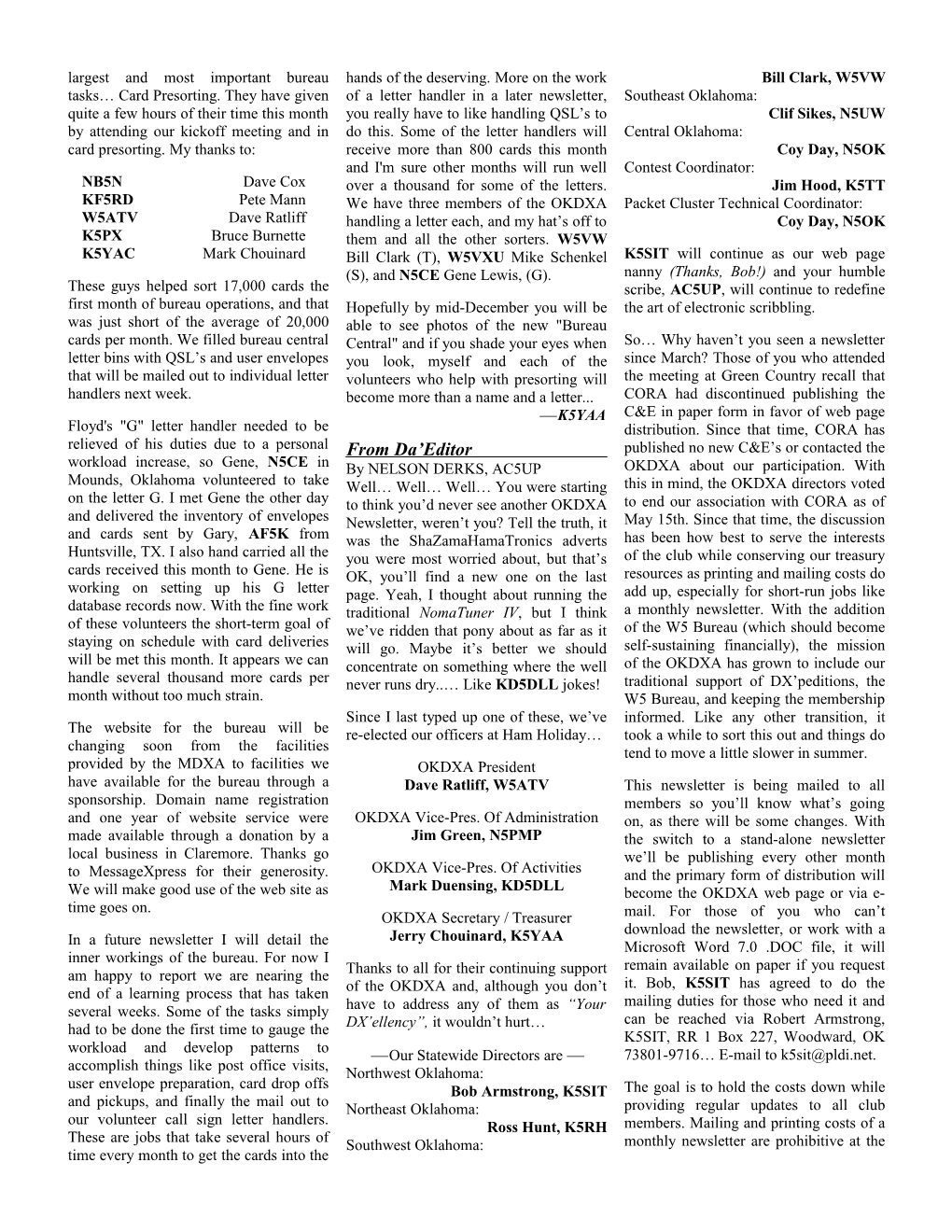 OKDXA Newsletter for November / December 2002