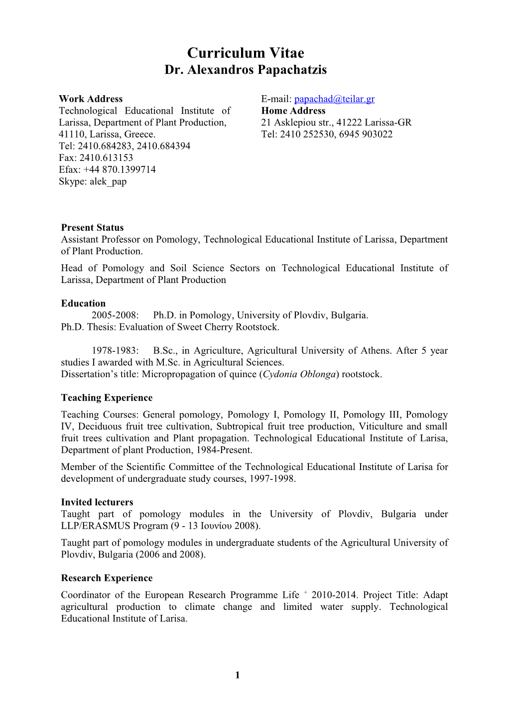 Curriculum Vitae s458