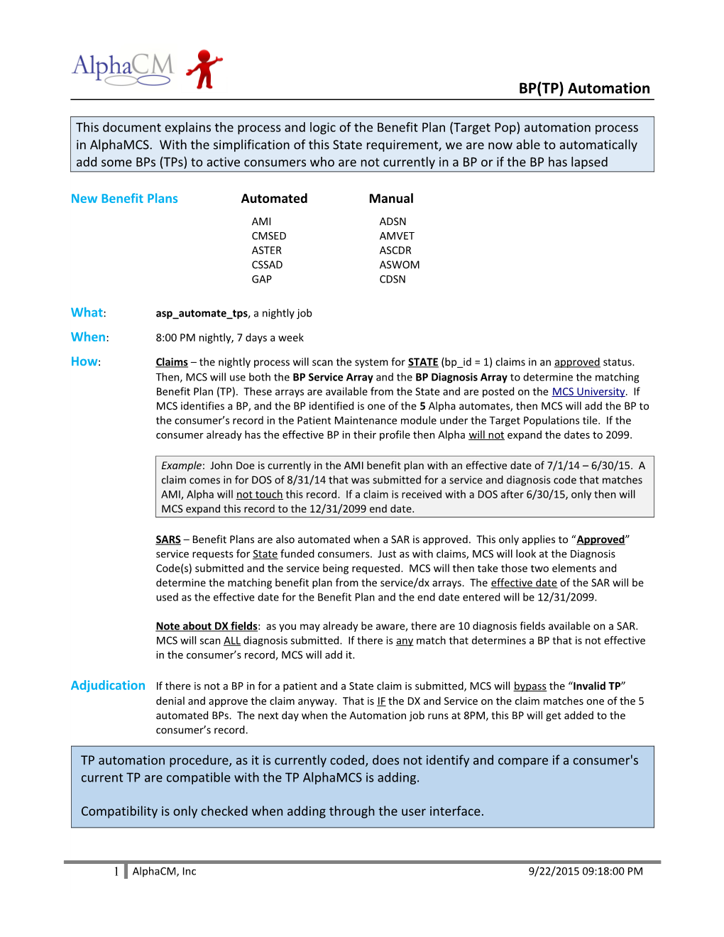 New Benefit Plans Automated Manual