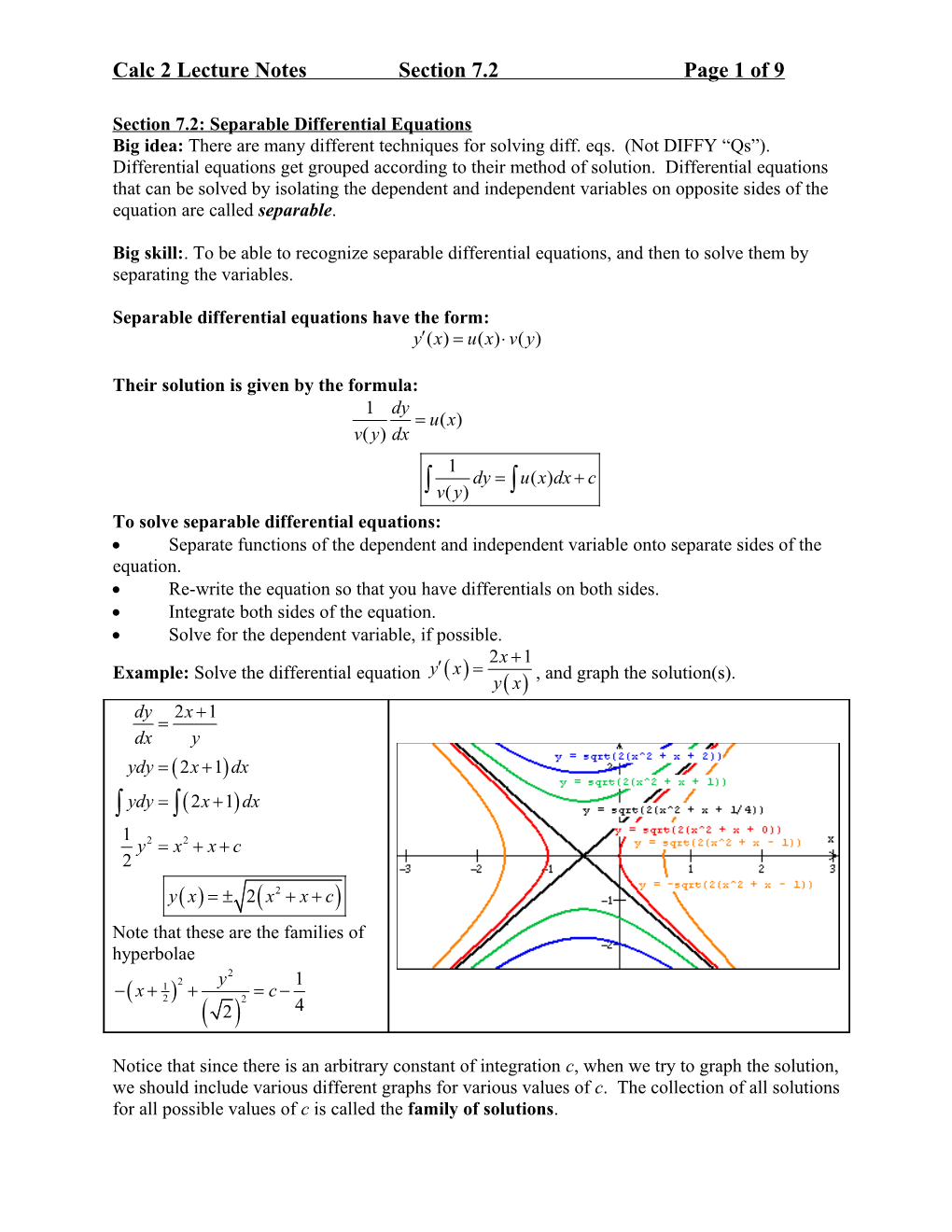 Calculus 2 Lecture Notes, Section 7.2