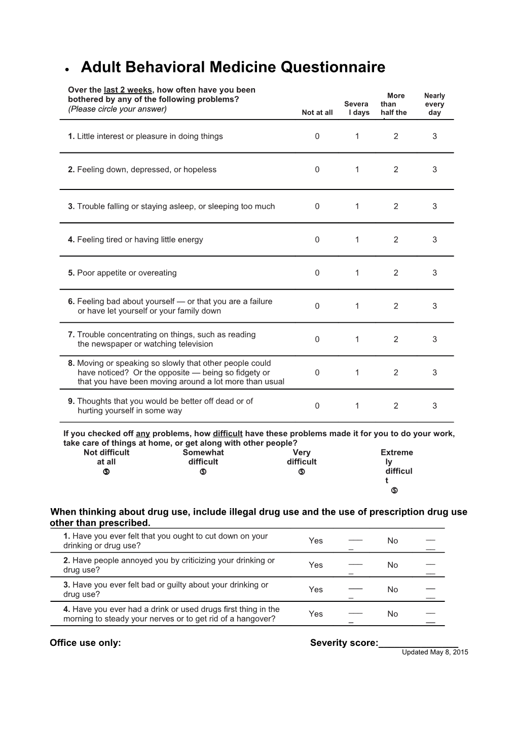 Adult Behavioral Medicine Questionnaire