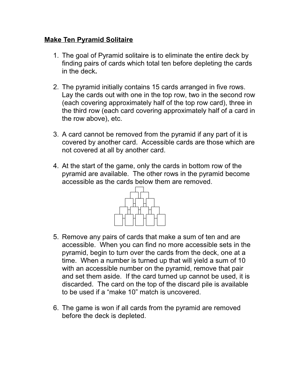Make Ten Pyramid Solitaire