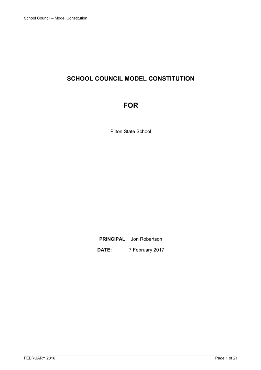 Pilton SS School Council Constitution