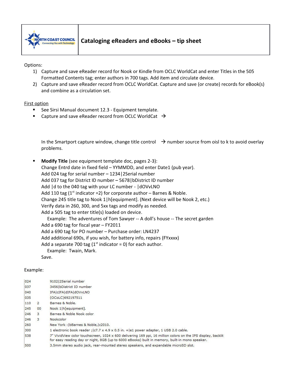 Cataloging Ereaders and Ebooks